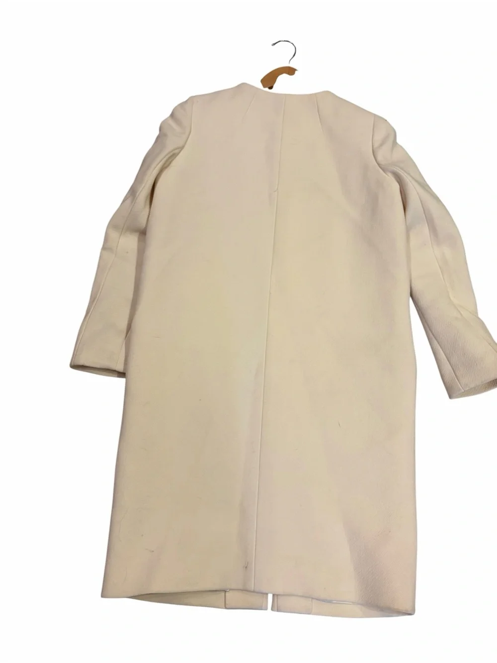 J. Crew Double Cloth Collarless Coat Jacket Wool Cream Size 0 A8918